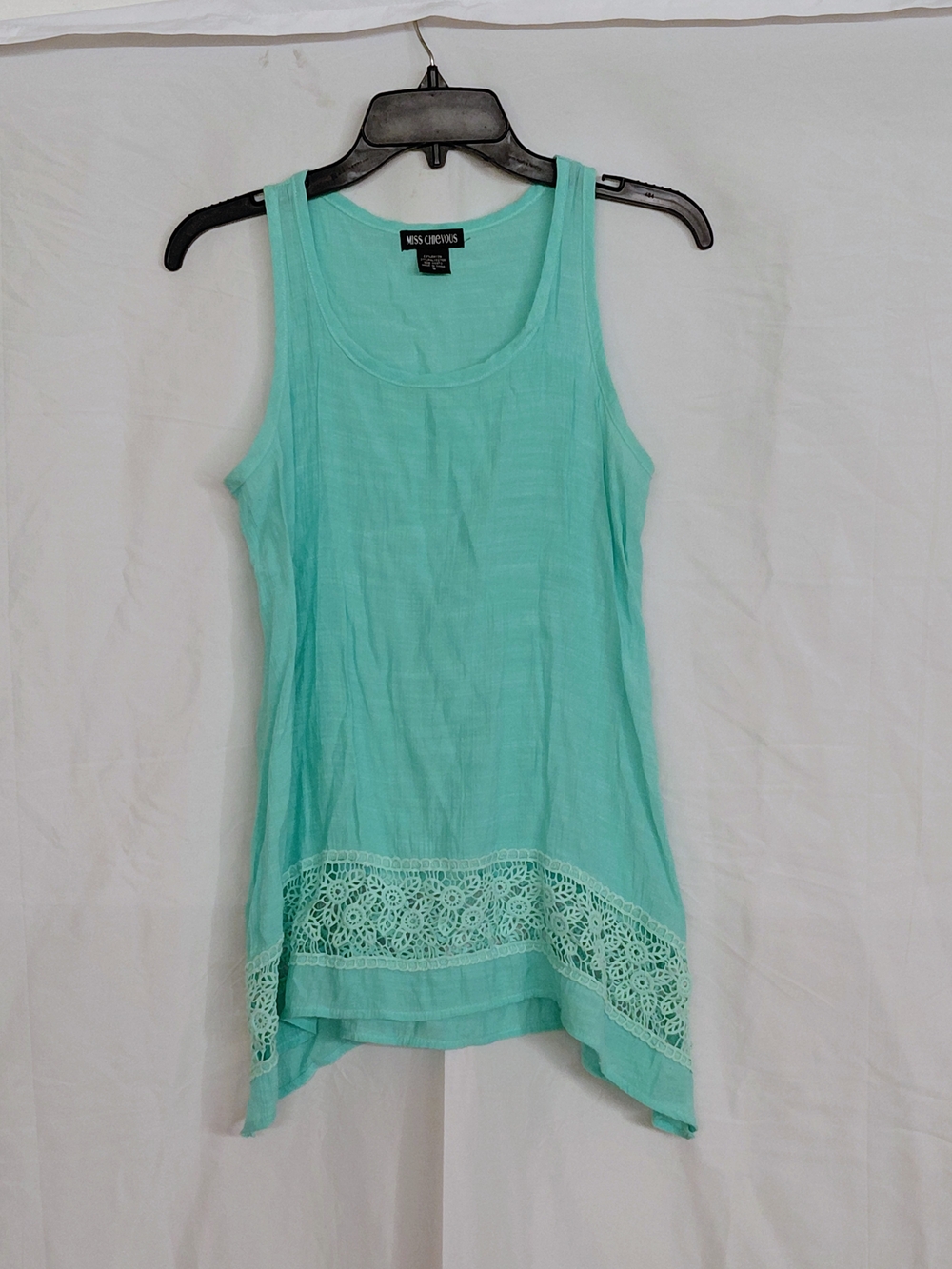 Miss Chievous Mint Green Crochet-Hem Tank Top